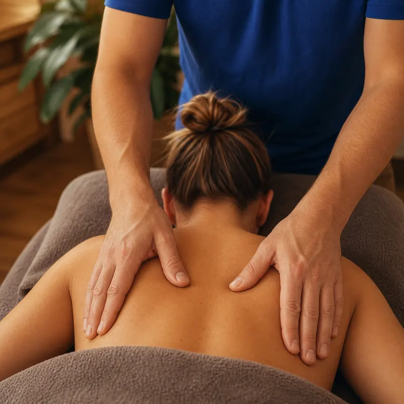 Massagegriff an der Rückenmuskulatur