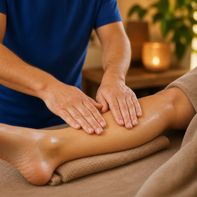 Manuelle Lymphdrainage am Bein